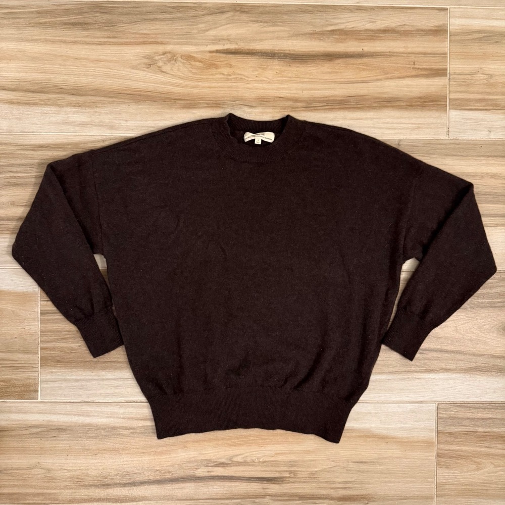 Madewell 100% Responsible Cashmere Crewneck Sweater Brown Espresso Small